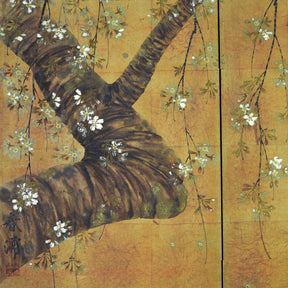Japanese Gold Rinpa Style Byobu Screen - Showa Era
