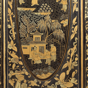 Gilt Black Lacquer Chinese Export Table Cabinet - Early 19th Century