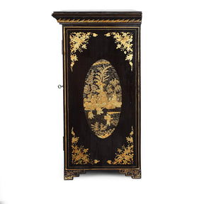 Gilt Black Lacquer Chinese Export Table Cabinet - Early 19th Century