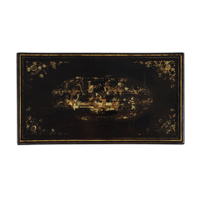 Gilt Black Lacquer Chinese Export Table Cabinet - Early 19th Century