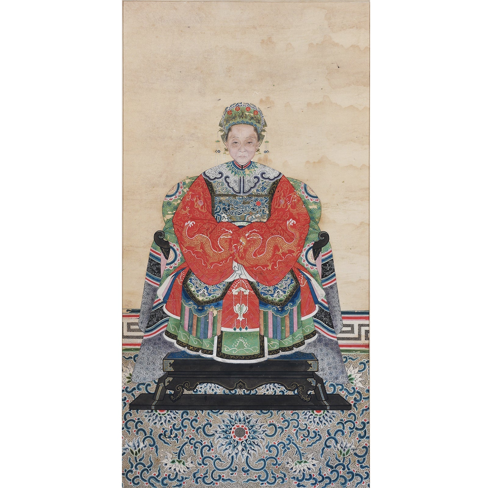 Ancestor Painting - Watercolour on Paper - 19th Century