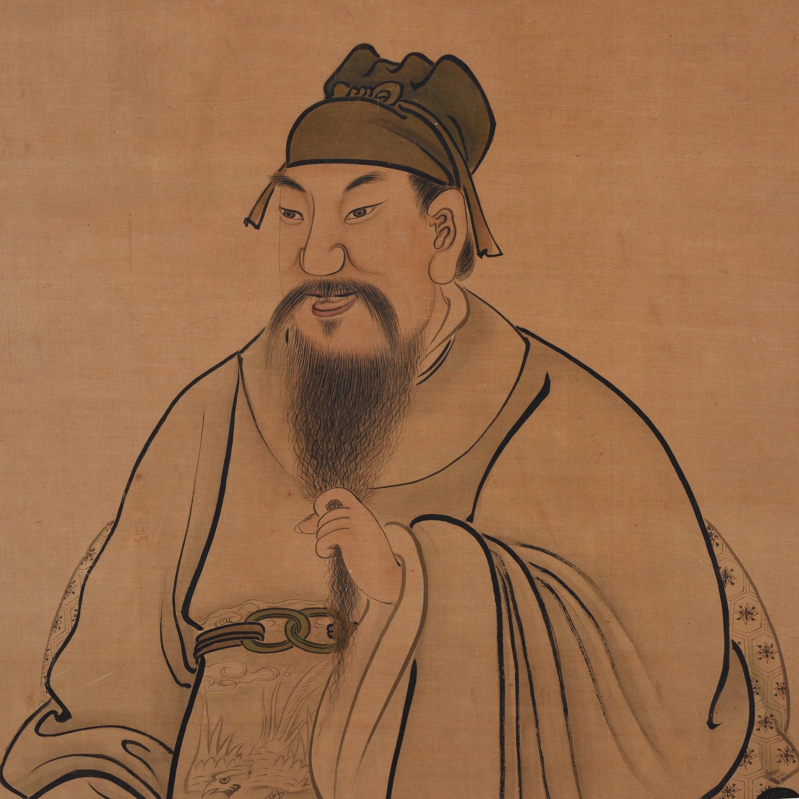 Ancestor Painting of a Male Official - Watercolour on Silk - 19th Century