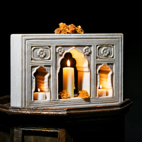 Mughal Style White Marble Lamp Niche