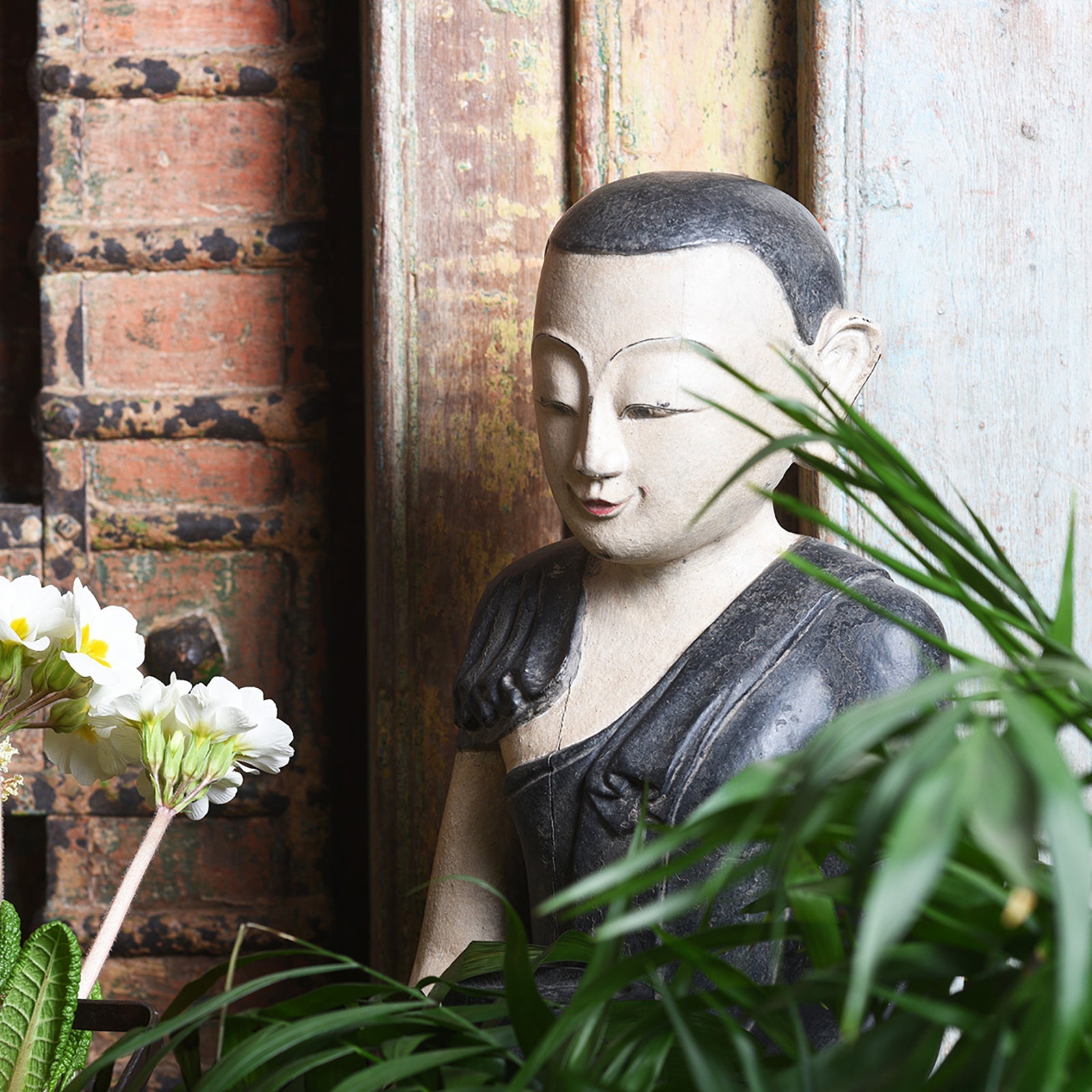 Pair Of Vintage Carved Burmese Monks - Ca 1970's