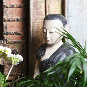 Pair Of Vintage Carved Burmese Monks - Ca 1970's