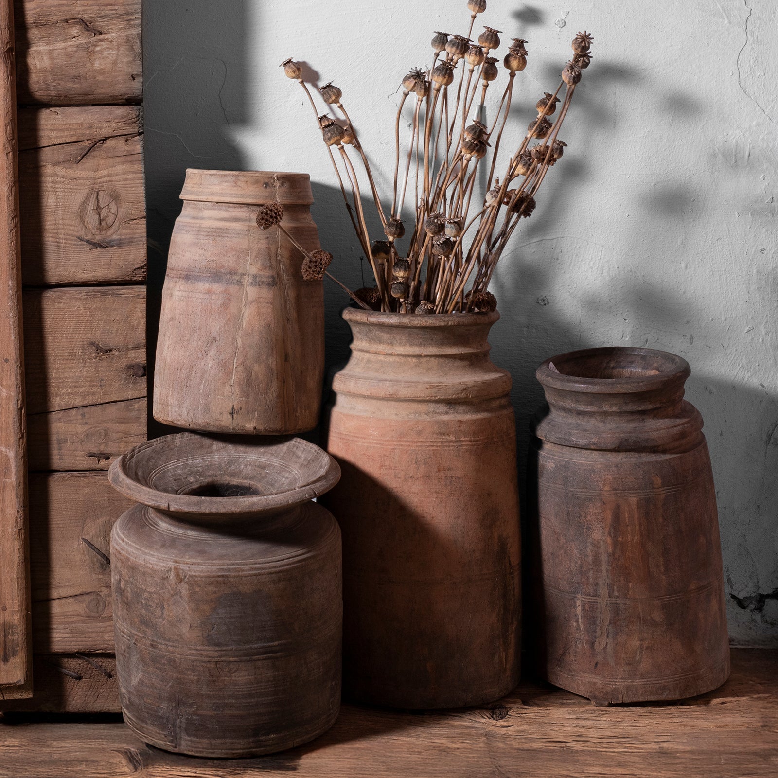 Old Wooden Milk Pot From Himachal Pradesh - Ca 1920