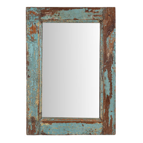 Old Green Painted Teak Mirror