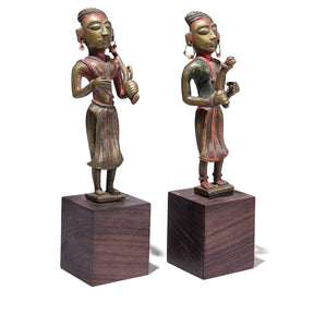Pair Of Brass Palanquin Finials From Rajasthan - 18th Century