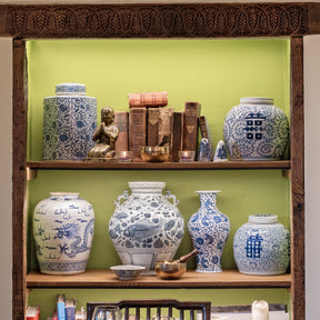 Blue & White Porcelain Ginger Jar - Double Happiness Design
