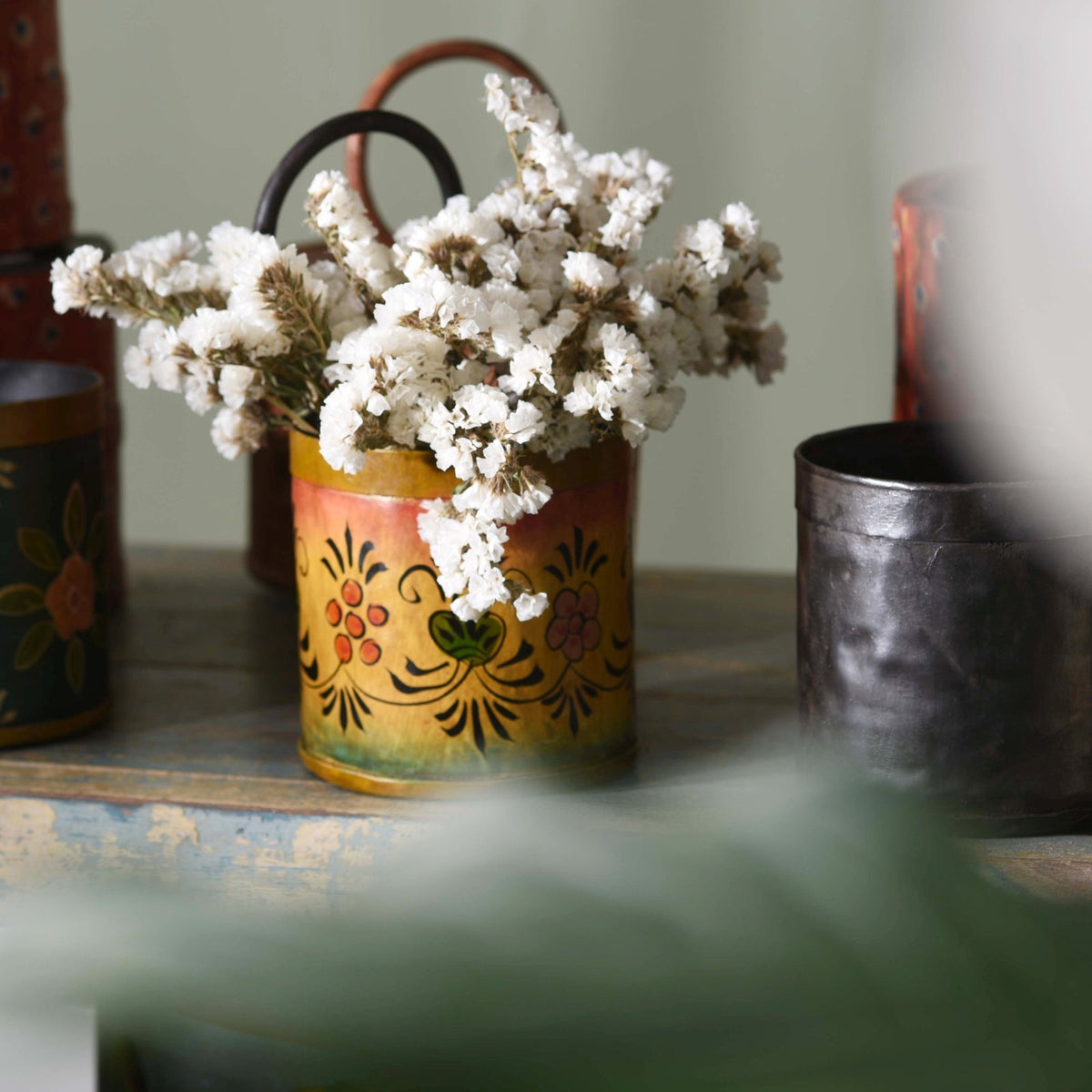 Vintage Rajasthani Painted Bottle Carrier