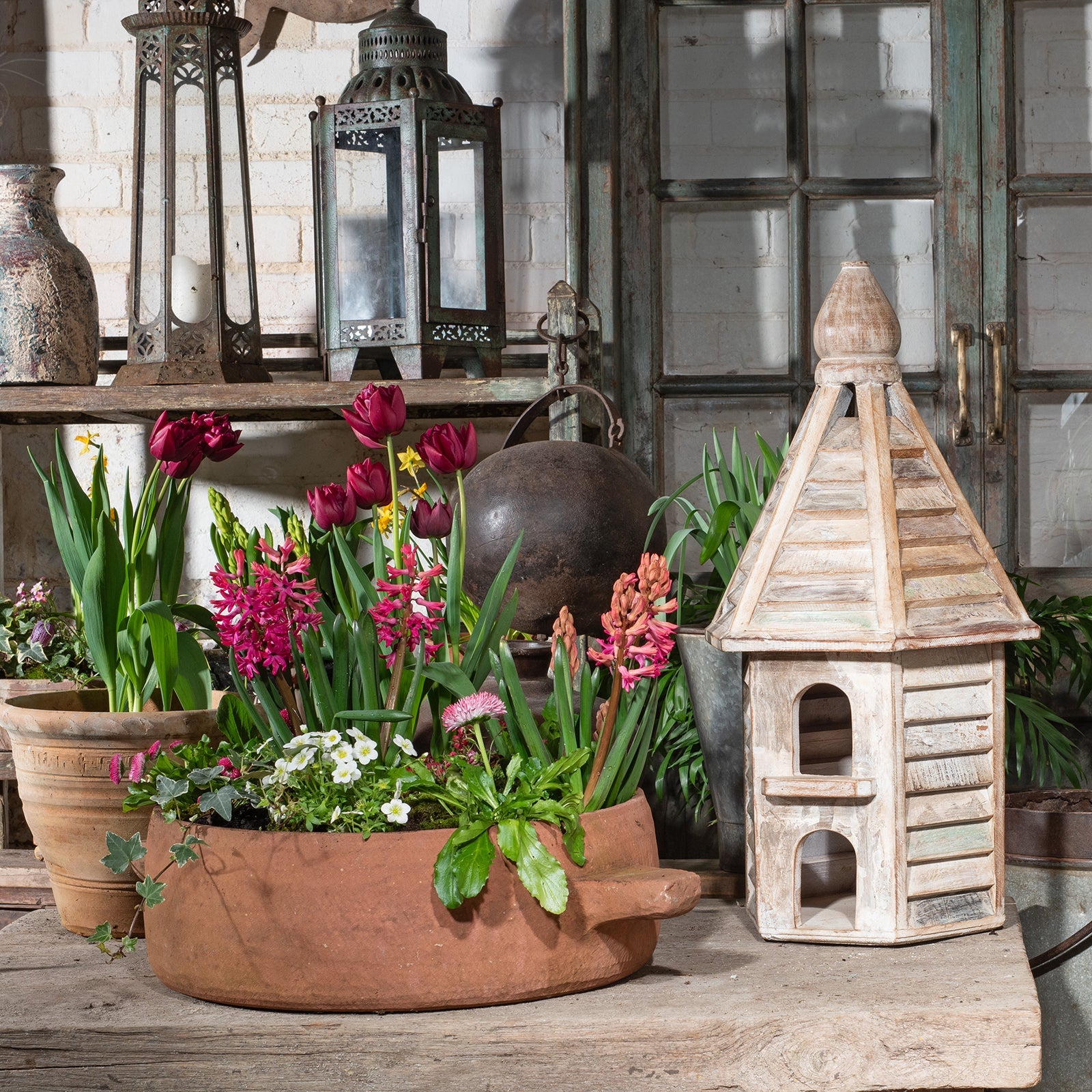 Painted Bird House Made From Reclaimed Wood