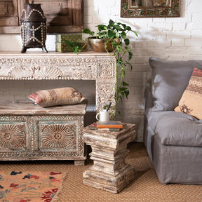 Large Painted Console Table Made From Reclaimed Teak