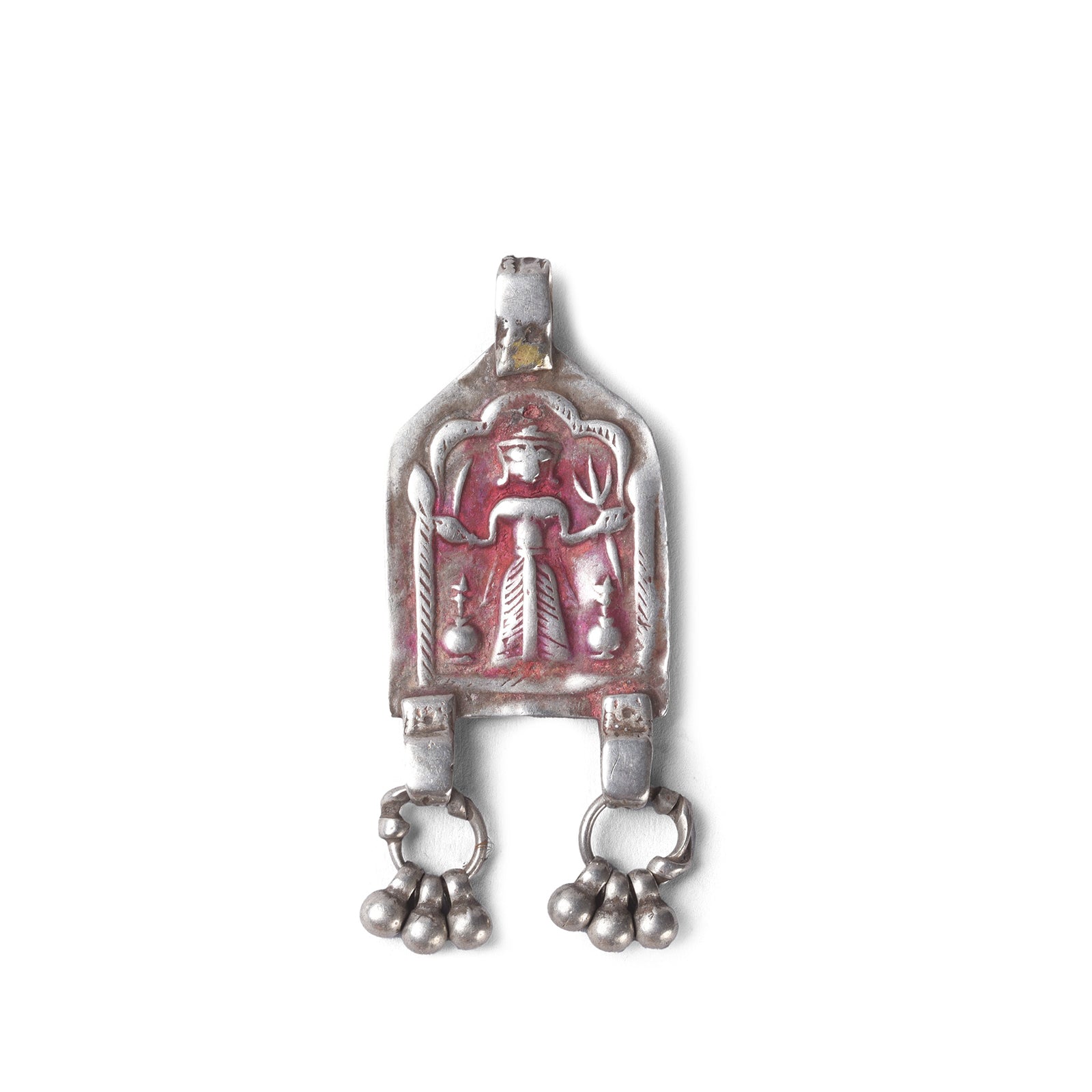 Tribal Silver Diety Amulet From Rajasthan