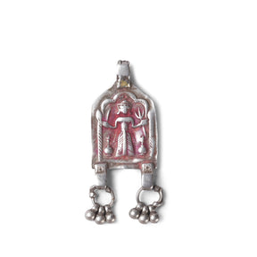 Tribal Silver Diety Amulet From Rajasthan