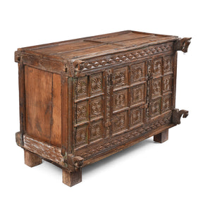 Teak Majus Dowry Chest From Saurashtra - 19th Century