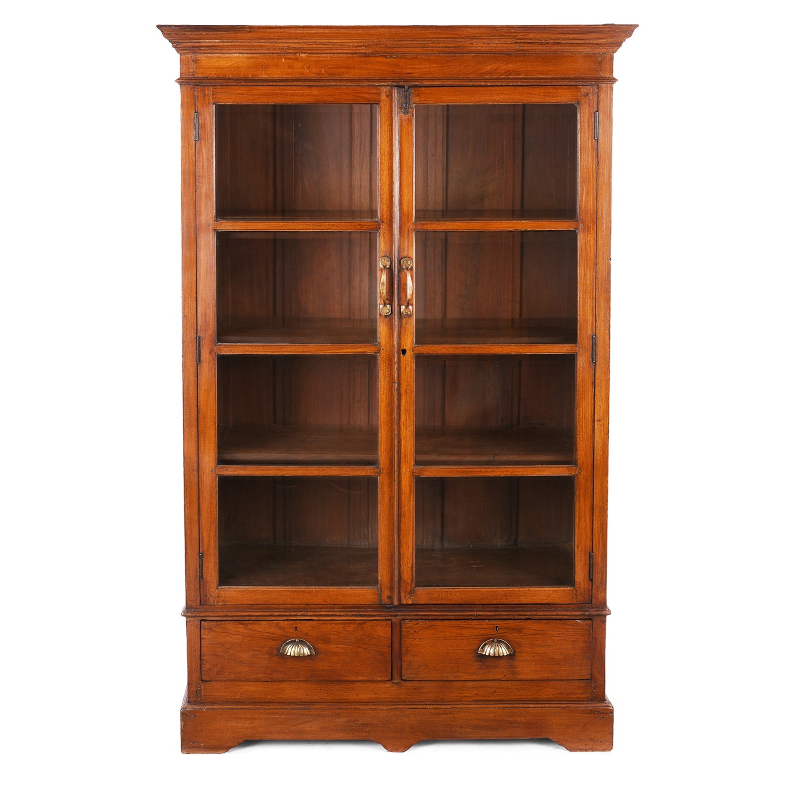 Glazed Teak Anglo Indian Book Cabinet - Ca 1910