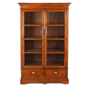 Glazed Teak Anglo Indian Book Cabinet - Ca 1910