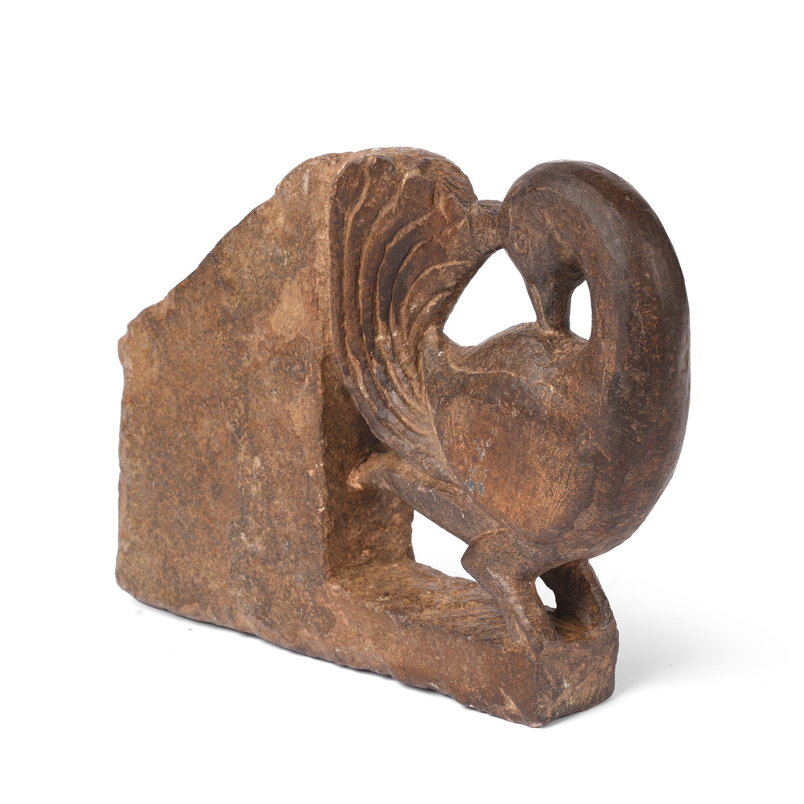 Stone Peacock Khunti Turban Hanger From Dungarpur - 19th Century