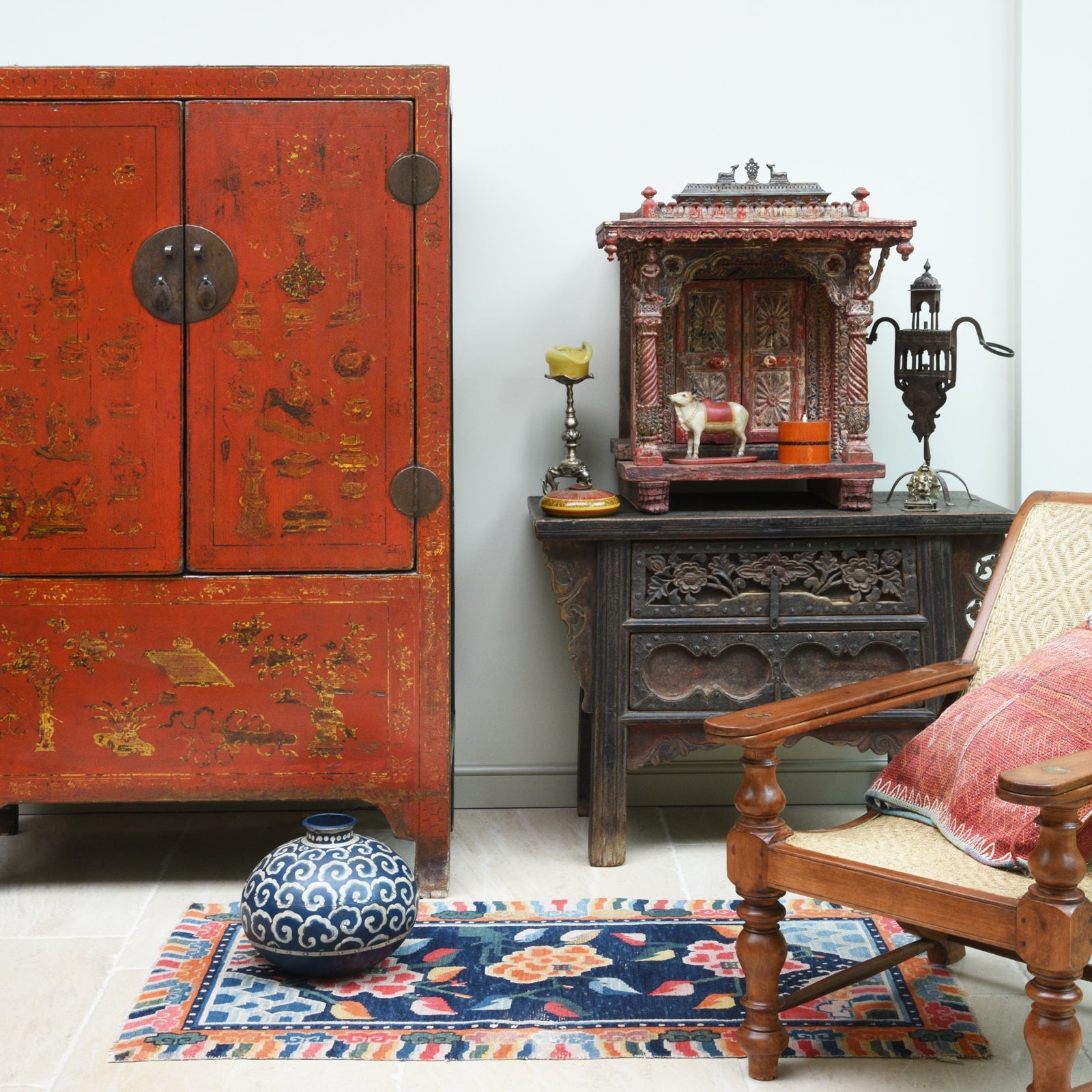 2 Drawer Elm Coffer Table From Shanxi Province - 18thC
