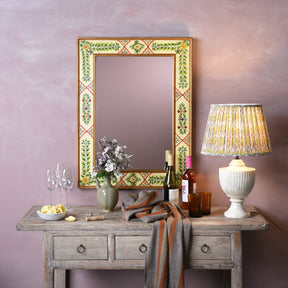 Yellow Hand Painted Indian Mirror