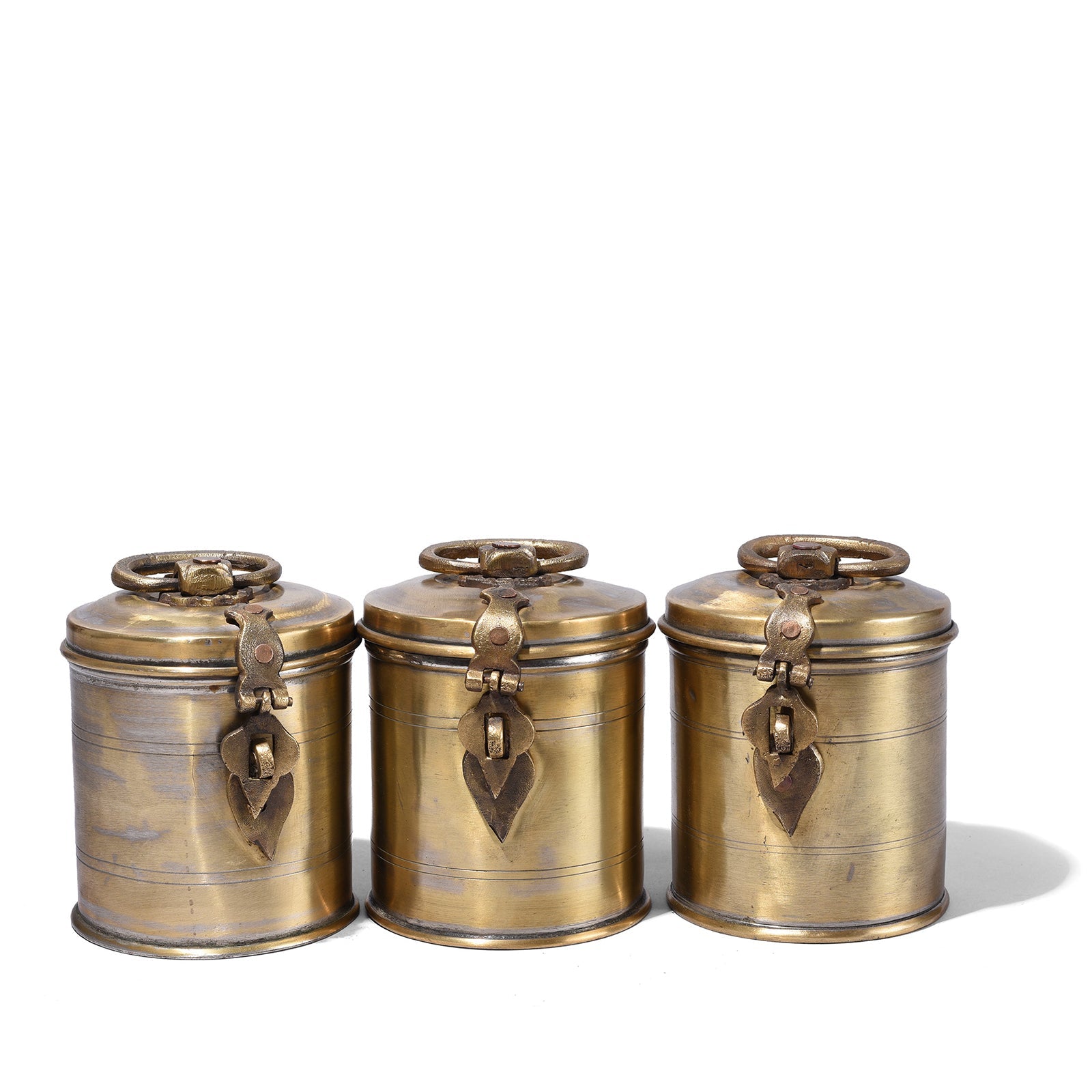 Vintage Small Brass Food Caddy From Bombay - Ca 1920