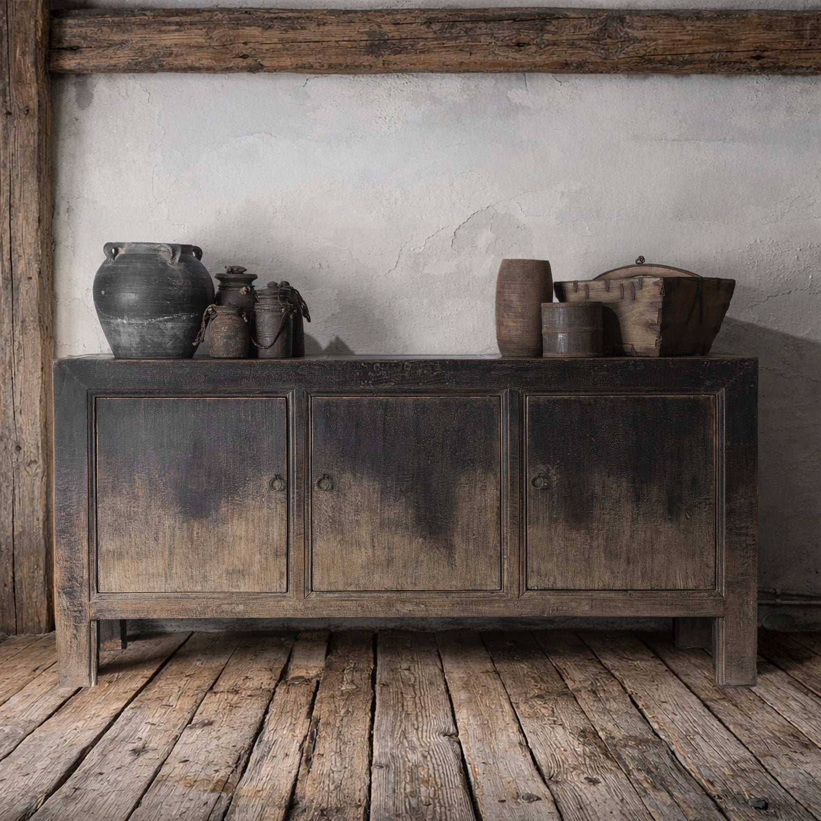Elm Sideboard Made From An Old Shanxi Grain Store - 19th Century