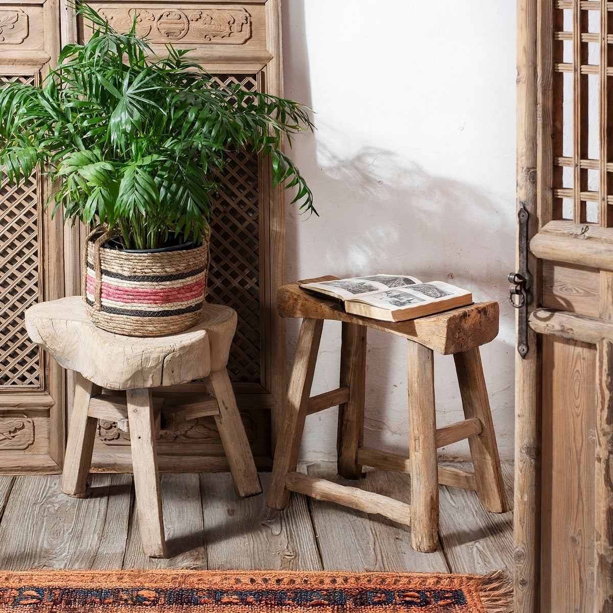 Bleached Chinese Farmers Stool - 19th Century