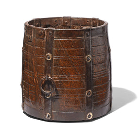 Teak & Iron Grain Measure From Rajasthan - 19th Century