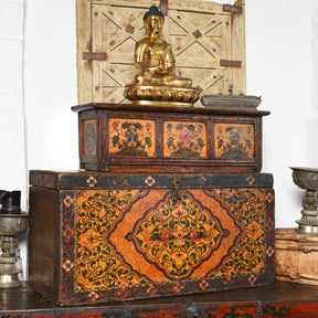 Antique Painted Tibetan Choksar - 19th Century