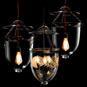 Engraved Glass Hundi Lantern With 3 Way Fitting - Grapes