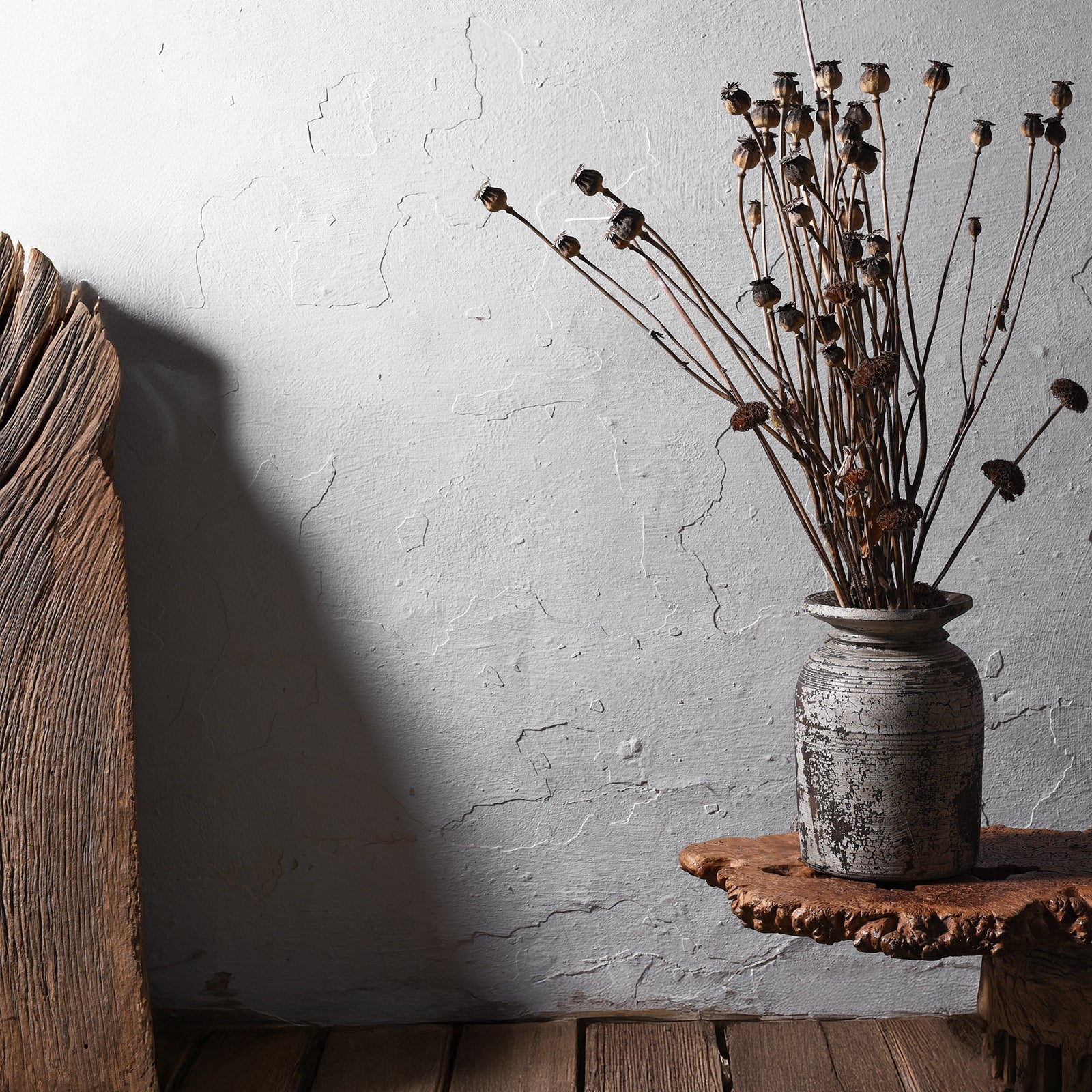 Vintage Indian Neem Wood Pot From Kullu