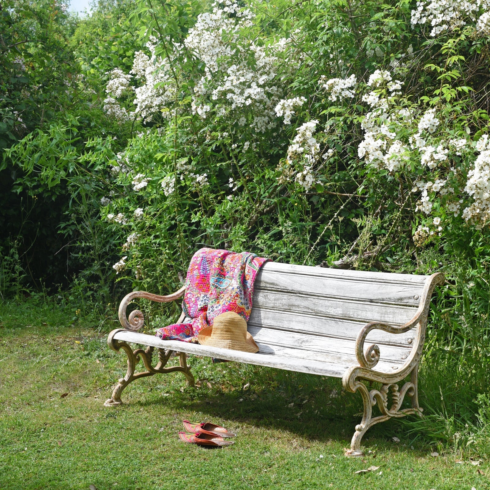 Cast Iron And Slatted Teak Bench - Ca 1900
