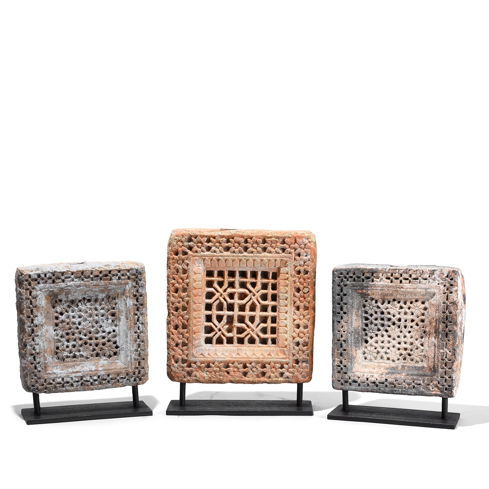 Carved Stone Panels On Stands From Jaisalmer - 19th Century