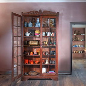 Anglo Indian Colonial Glazed Book Cabinet - 19th Century