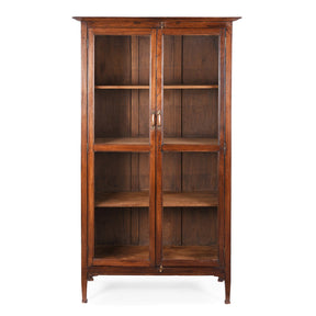 Glazed Teak Anglo Indian Book Cabinet - Ca 1910