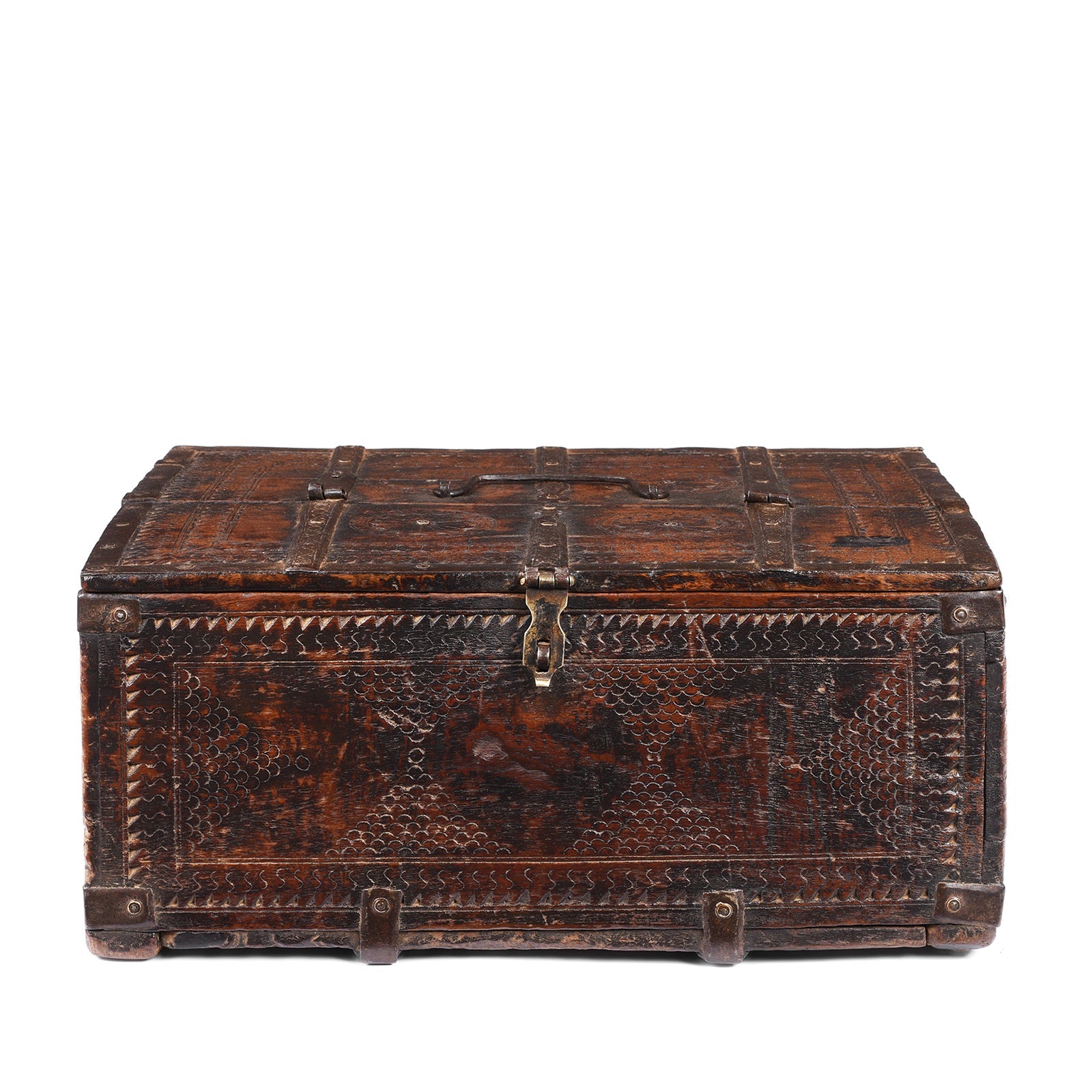 Chip Carved Merchants Box From Rajasthan - 19th Century