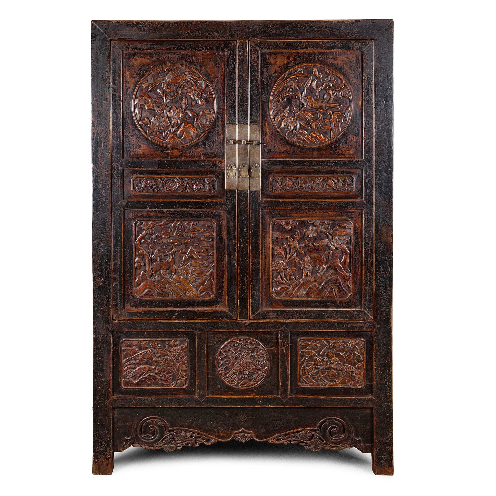 Carved Chinese Wedding Cabinet From Shanxi -19th Century