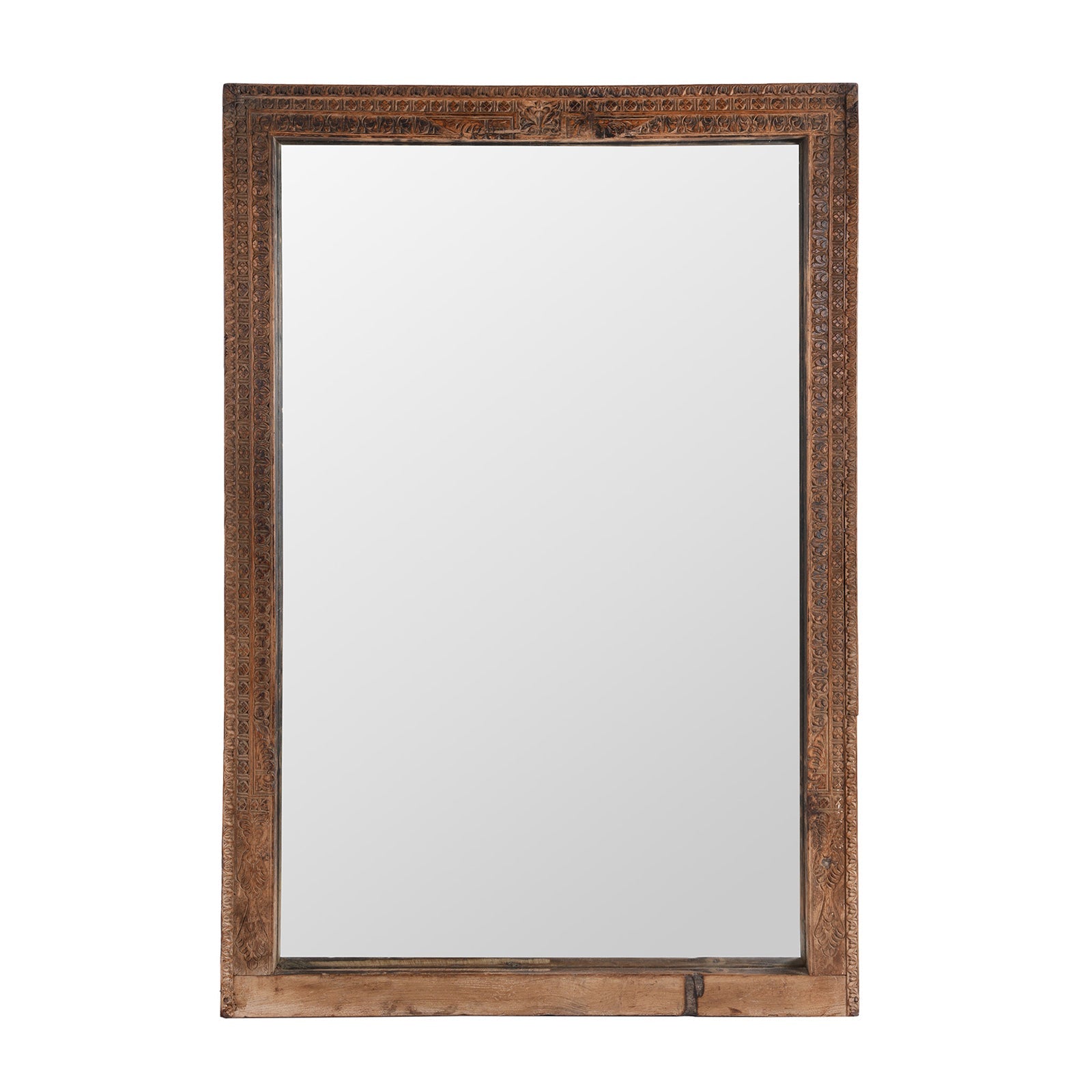 Carved Indian Window Mirror From Shekhawati - 19th Century