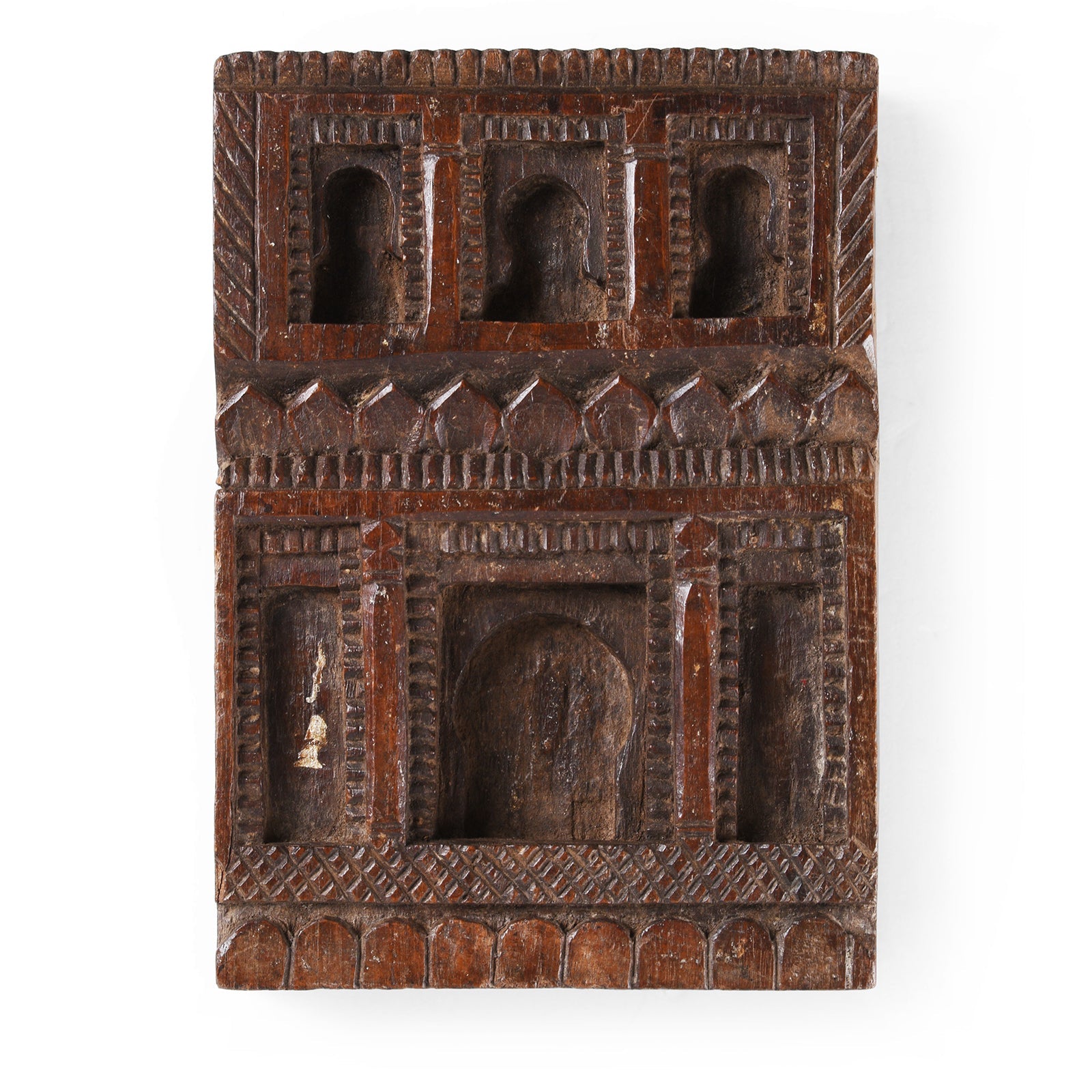 Carved Teak Votive Panel From Andhra Pradesh - Ca 1920