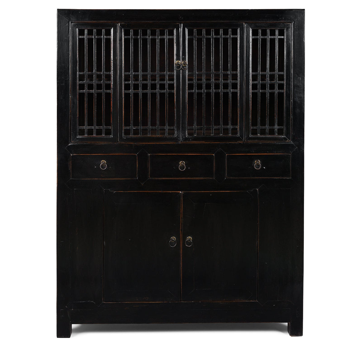 Black Lacquer Kitchen Cabinet From Shandong - 19th Century
