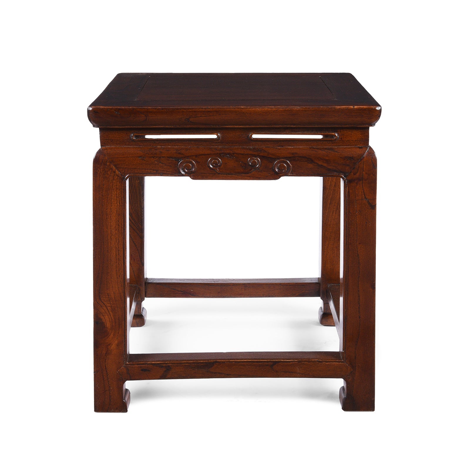 Red Elm Square Side Table From Jiangsu - 19th Century