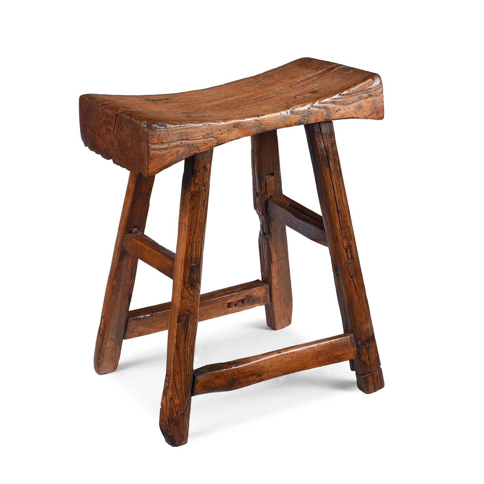Elm Saddle Stool from Shanxi - 19th Century