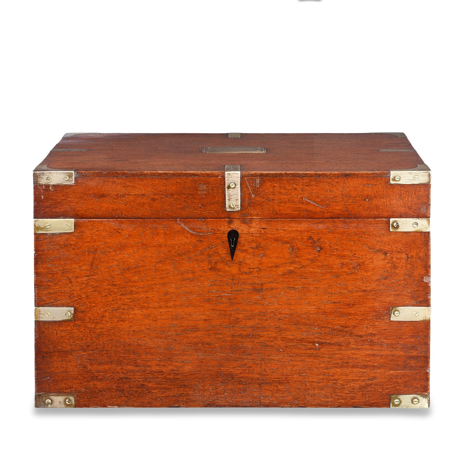 Brass Bound Teak Military Chest (Etched MacDonald) - 19th Century