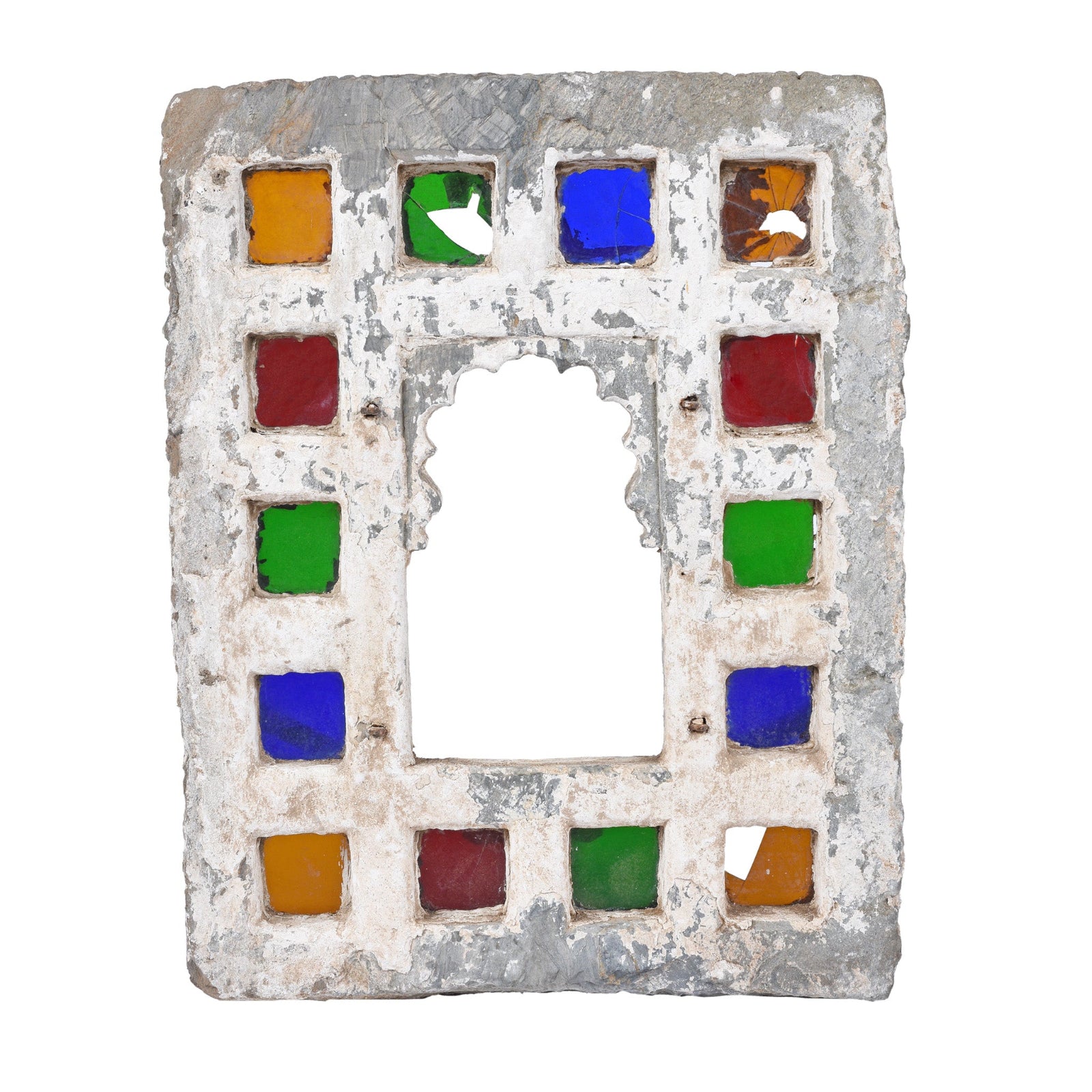 Stained Glass Window Panel From Dungarpur - 19th Century