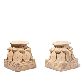 Carved Stone Bases From Jaisalmer - 19th Century