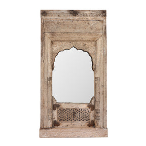 Carved Teak Window Mirror From Punjab - 18th Century