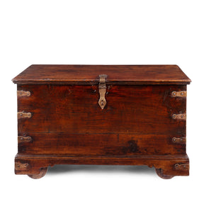Brass Bound Rosewood Chest From Kutch - 19th Century