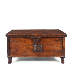 Iron Bound Teak Chest From Goa - 19th Century