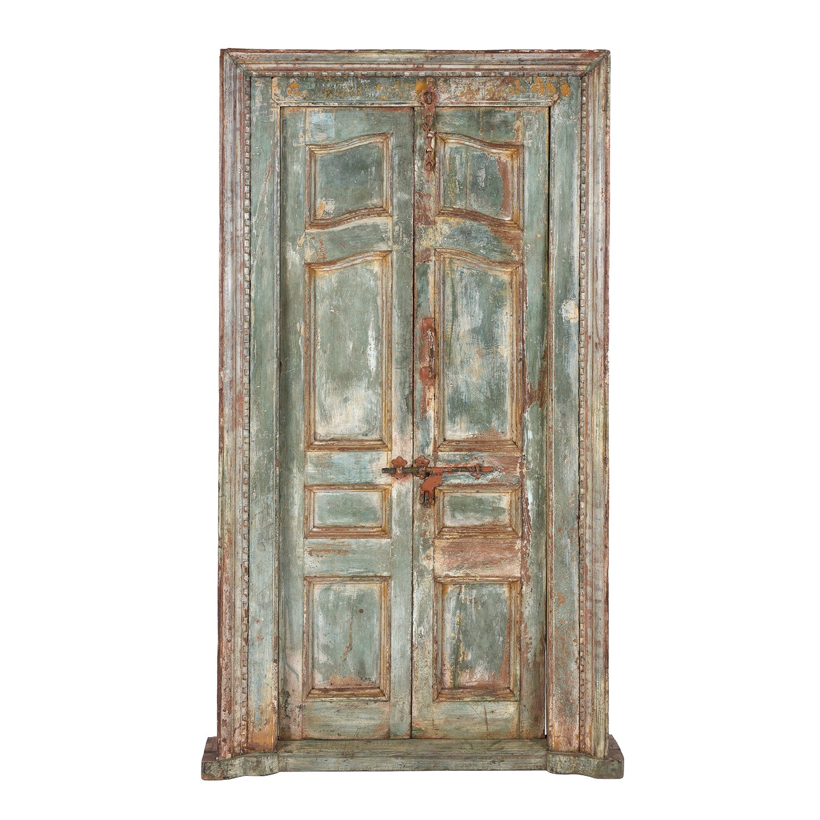 Painted Indian Door & Frame From Gujarat - 19th Century