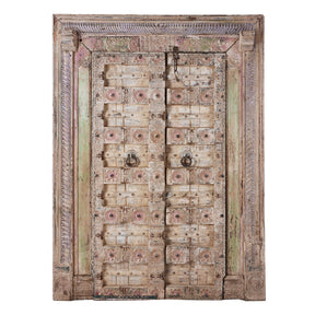 Painted Indian Door & Frame From Surat, Gujarat - 19th Century